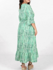 Chevron Print Dress - Green